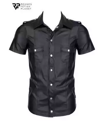 Chemise manches courtes wetlook noire Luca - Regnes