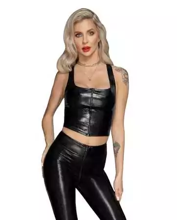 Zippered top with snake print in wetlook fabric F275