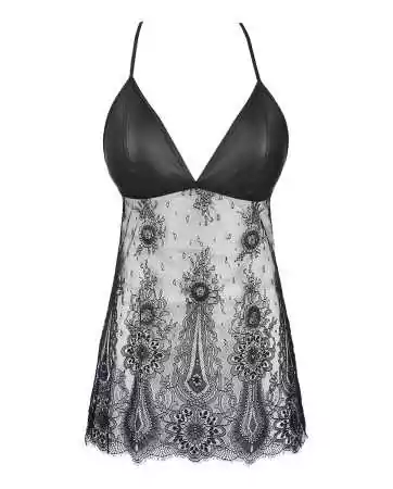 Nuisette dentelle et wetlook noire V-9789 - Axami