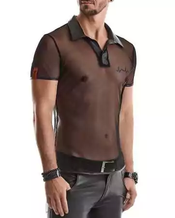 Polo en maille noire transparente - Regnes