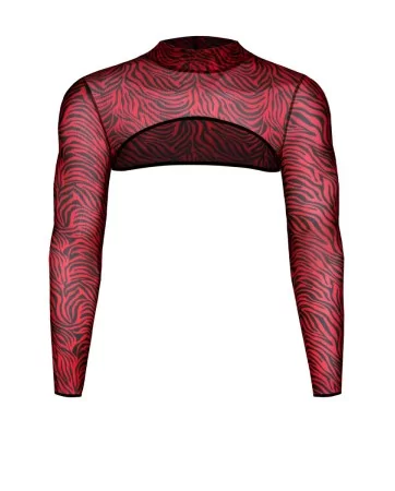 Crop top tulle zébré rouge et noir - Regnes