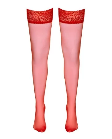 Bas autofixants rouge - Cotelli Legwear