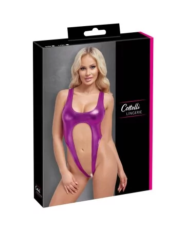 Body rose métallisé ouvert à l'entrejambe - Cotelli Lingerie Body rose métallisé ouvert à l'entrejambe - Cotelli Lingerie