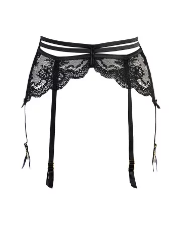 Porte-jarretelles tulle et dentelle noir V-10712 - Axami 
