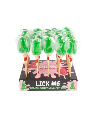 Display mit 40 Penis-Lutschern mit Minzgeschmack und kühlendem Effekt