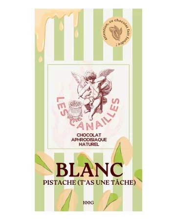 Chocolat blanc pistache - Tablette 100g - Les canailles