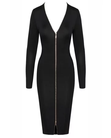 Robe noire midi à manches longues - Cotelly Party