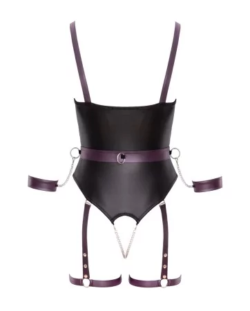Body à jarretelles ouvert avec menottes - Cottelli Bondage