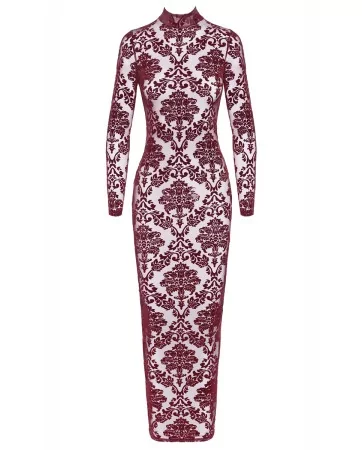 Robe fendue en tulle floqué Kink Royal F383 - Noir Handmade