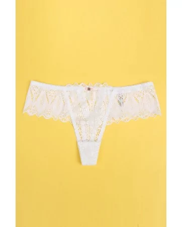 String dentelle dos lacé Blanc - Litolu Lingerie String dentelle dos lacé Blanc - Litolu Lingerie