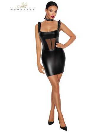 Robe courte wetlook et tulle F25718794oralove