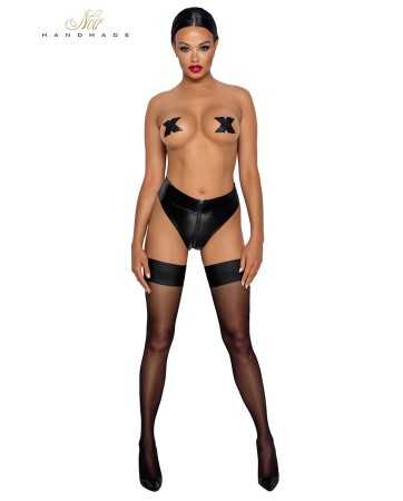 Culotte tanga zipée en wetlook F26018797oralove